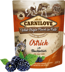 CarniLove Dog Pouch Paté Ostrich with Blackberries 300g