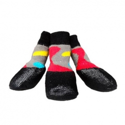 PetSocks Ponožky pro psy Long Grey & Color Spots 4ks vel. S