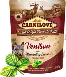 CarniLove Dog Pouch Paté Venison with Strawberry Leaves 300g