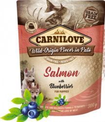 CarniLove Dog Puppy Pouch Paté Salmon with Blueberries 300g