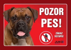 Juko cedulka plastová POZOR PES - Boxer