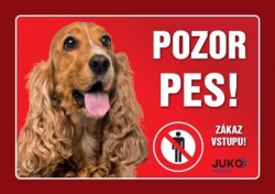 Juko cedulka plastová POZOR PES - Kokršpaněl