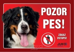 Juko cedulka plastová POZOR PES - Bernský salašnický pes
