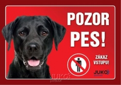 Juko cedulka plastová POZOR PES - Labrador černý