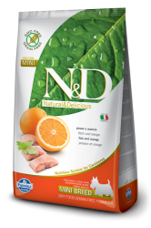 N&D Grain Free Dog Adult Mini Breed Fish & Orange  800g