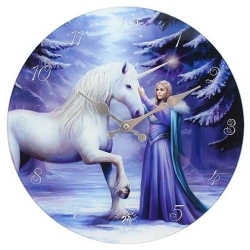 Hodiny nástěnné Anne Stokes White Unicorn & Winter Queen 34cm