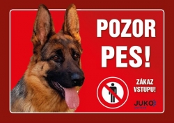 Juko cedulka plastová POZOR PES - Německý ovčák