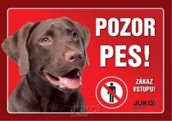 Juko samolepka POZOR PES - Labrador hnědý