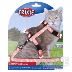 Trixie Cat Postroj s vodítkem Skull Pink