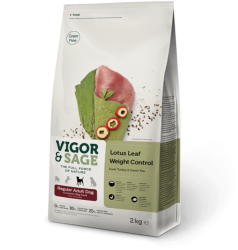 Vigor & Sage Grain Free Dog Lotus Leaf Weight Control Fresh Turkey & Green Tea  2kg